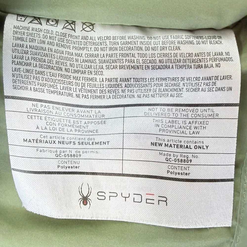 Spyder Womens Sage Green Hooded Puffer Jacket Chevron Quilted Size‎ Small - Picture 5 of 12